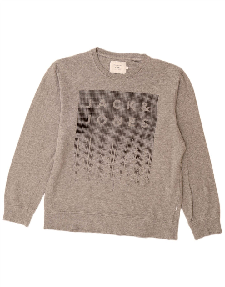 Jack & Jones Ανδρικό γραφικό φούτερ Jumper μεγάλο γκρι βαμβακερό