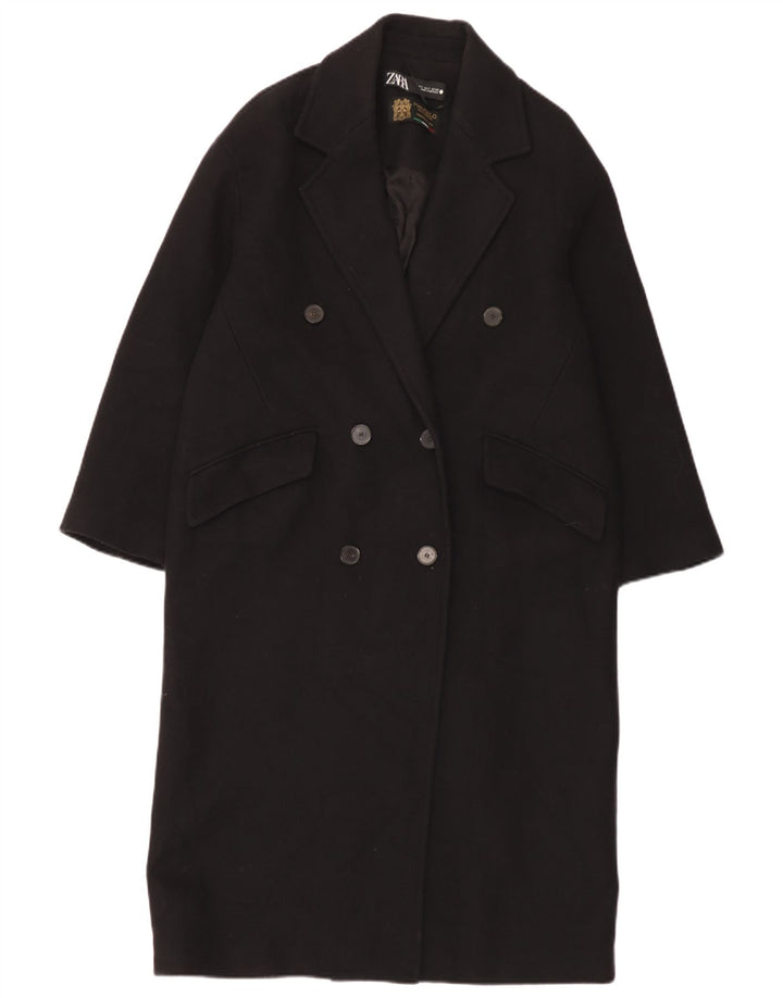 Zara Γυναικείο Παλτό με διπλό στήθος UK 10 Small Black