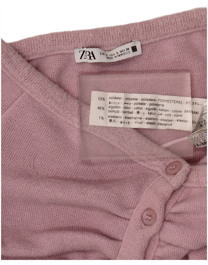 Zara Womens Off Shoulder Crop Top UK 8 Small Pink Polyester