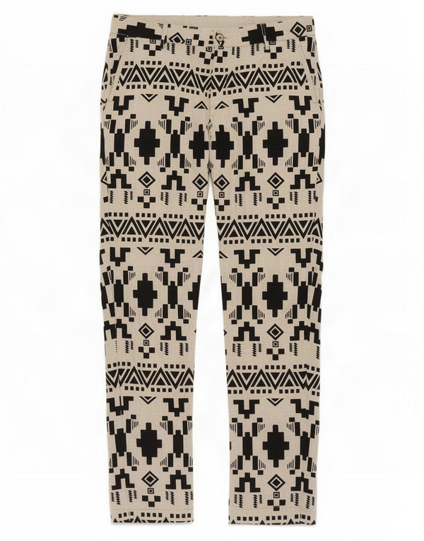 Zara Ανδρικό παντελόνι Chino Slim EU 40 Medium W31 L32 Λευκό γεωμετρικό λινό