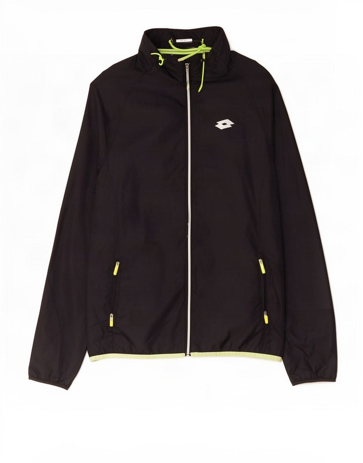 Lotto Ανδρική αθλητική φόρμα με κουκούλα Top Jacket Μεσαίο Μαύρο Πολυεστέρα