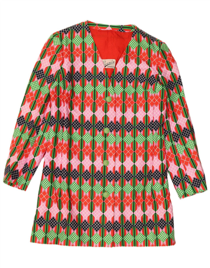 Vintage γυναικείο σακάκι blazer 4 κουμπιών UK 12 Medium πολύχρωμο γεωμετρικό