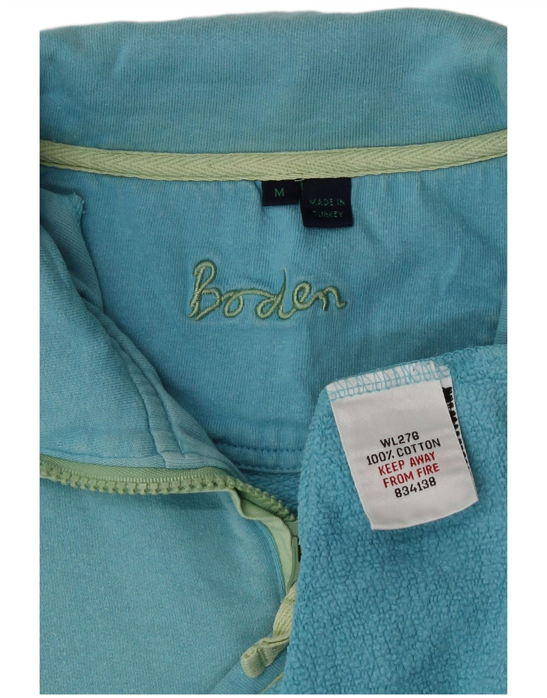 Γυναικείο φούτερ Boden με φερμουάρ Jumper UK 14 μεσαίο μπλε βαμβακερό