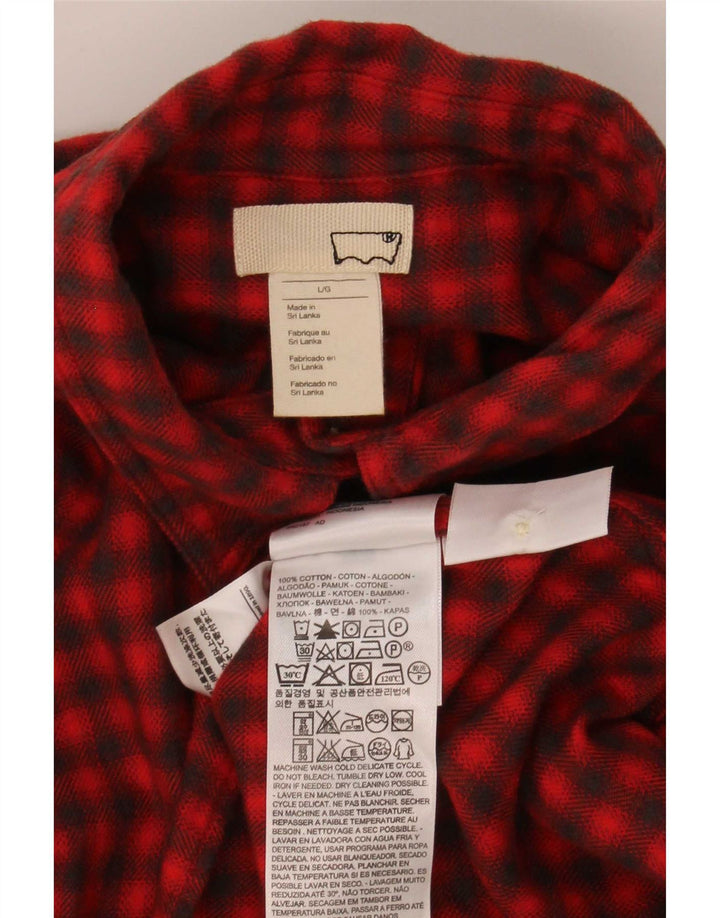 Levi's γυναικείο πουλόβερ φανελένιο πουκάμισο UK 16 μεγάλο κόκκινο βαμβακερό Gingham