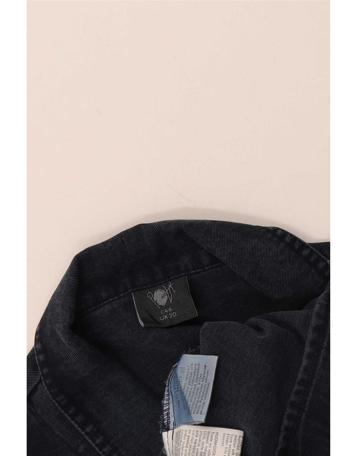 Vintage γυναικείο σακάκι 2 κουμπιών Longline Blazer UK 20 2XL Navy Blue Lyocell