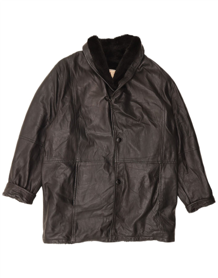 Vintage Ανδρικό Shearling Jacket UK 42 XL μαύρο δέρμα