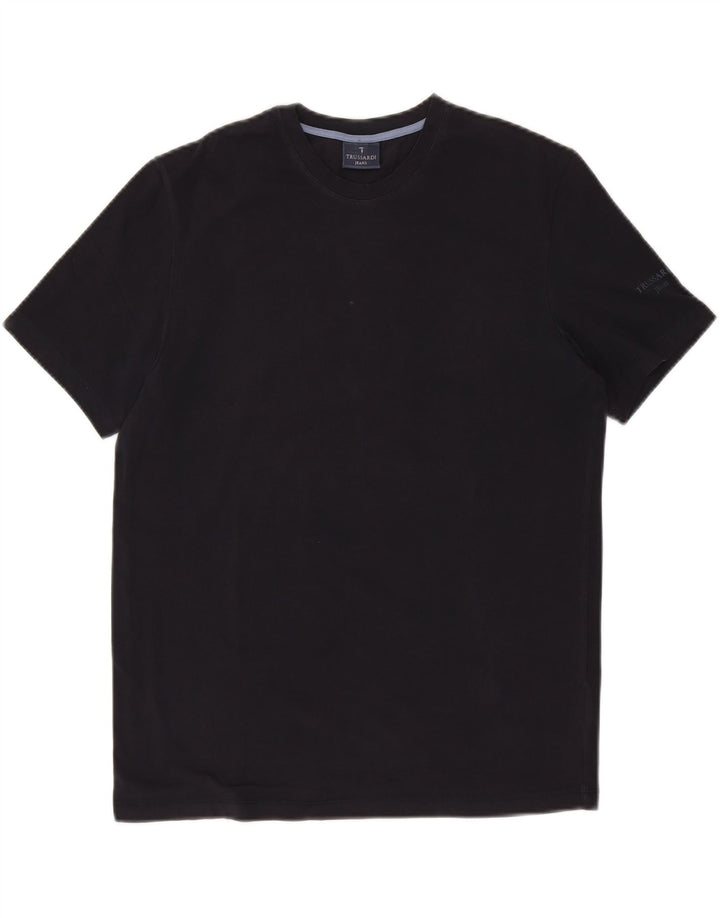 TRUSSARDI JEANS Ανδρικό T-Shirt Top Μεσαίο μαύρο βαμβακερό