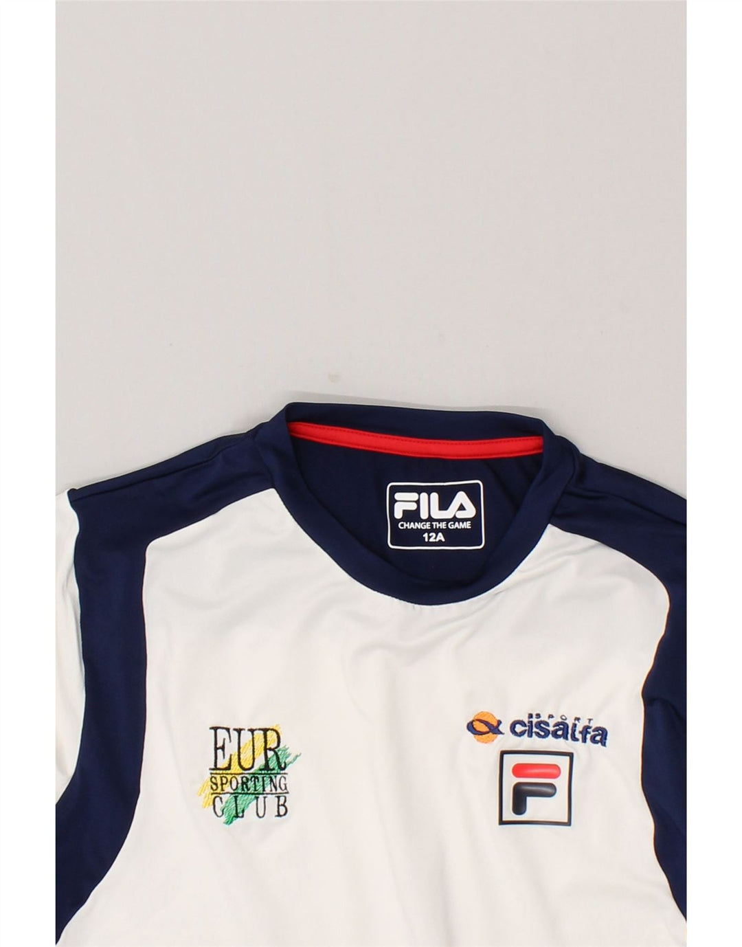 FILA Boys Graphic T-Shirt Top 11-12 Years White Colourblock Polyester | Vintage Fila | Thrift | Second-Hand Fila | Used Clothing | Messina Hembry 