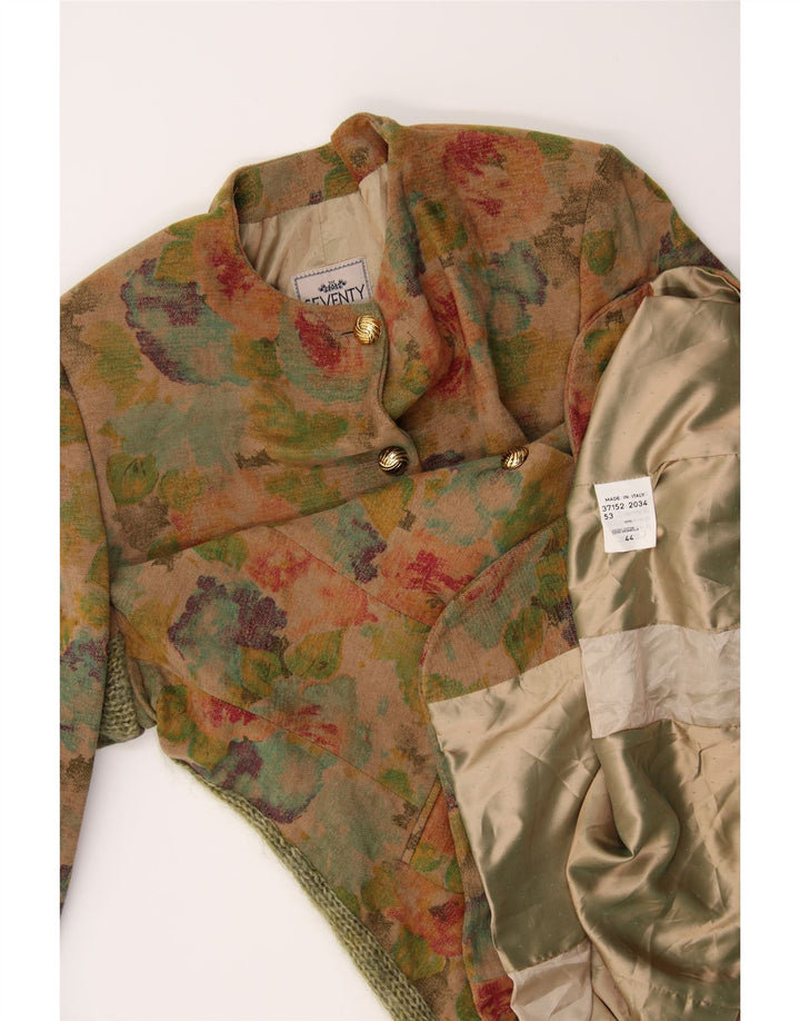 SEVENTY Womens 5 Button Blazer Jacket IT 44 Medium Brown Floral Cotton Vintage Seventy and Second-Hand Seventy from Messina Hembry 