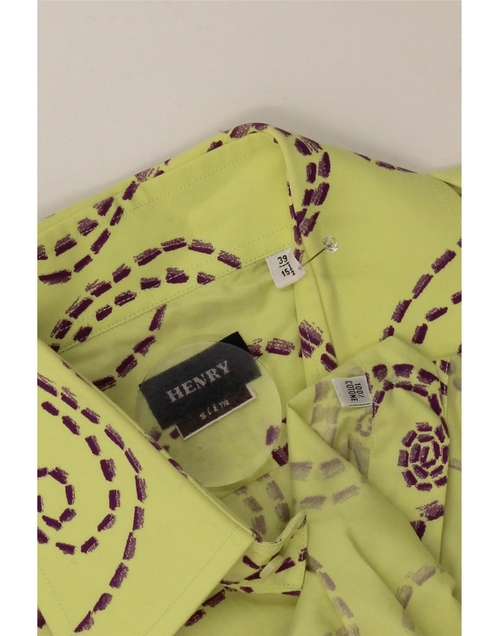 Vintage Ανδρικό Abstract Pattern Slim Fit Shirt Μέγεθος 39 15 1/2 Medium Yellow