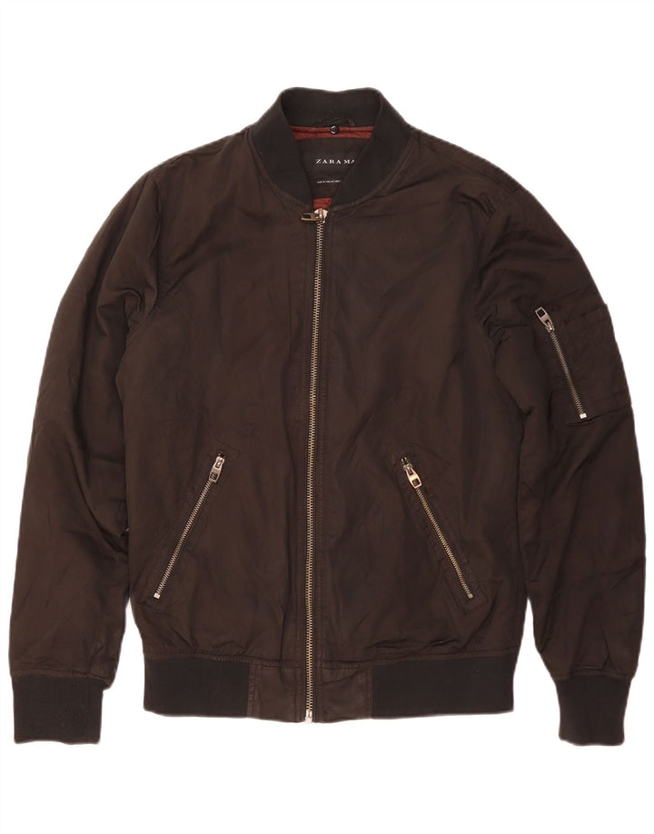Zara Ανδρικό Bomber Jacket UK 38 Medium Black Colourblock Polyester