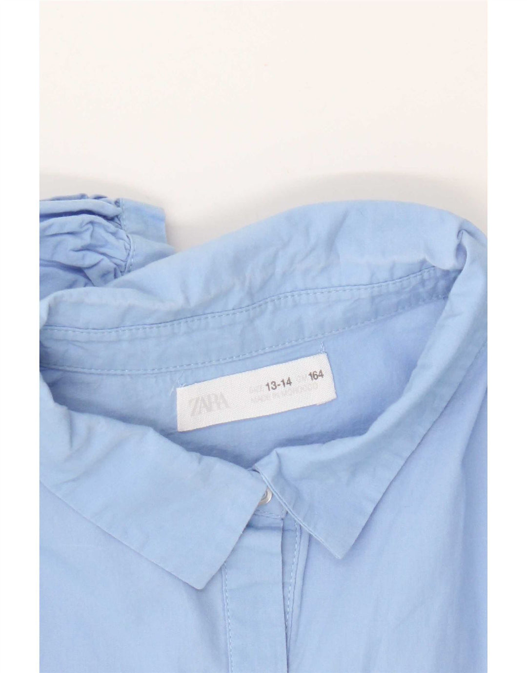 Zara Girls Ruffle πουκάμισο Μπροστινό Μπλούζα 13-14 ετών Μπλε