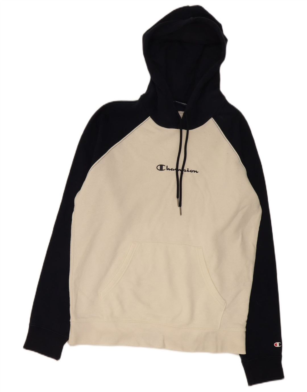 Champion Mens Hoodie Jumper Medium White Colourblock Βαμβακερό