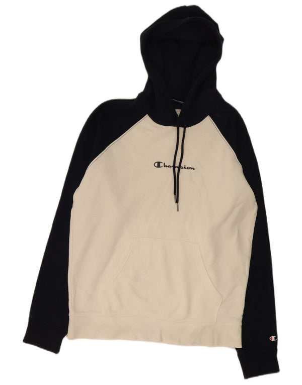 Champion Mens Hoodie Jumper Medium White Colourblock Βαμβακερό