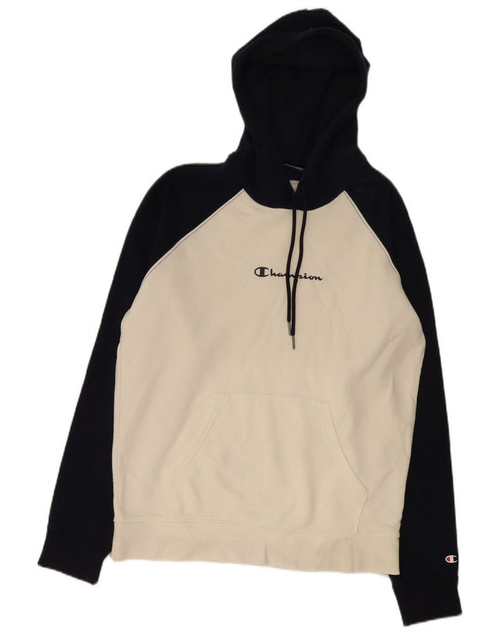 Champion Mens Hoodie Jumper Medium White Colourblock Βαμβακερό