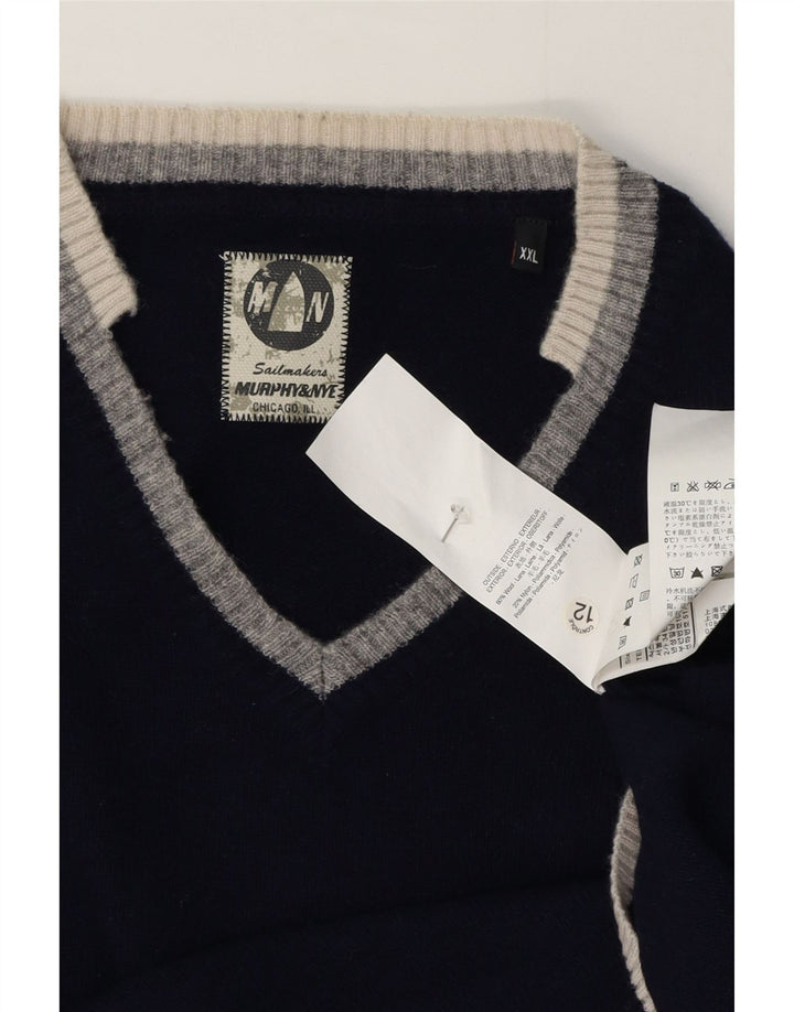 Murphy & Nye Ανδρικό πουλόβερ Sailmakers V-Neck Jumper 2XL Navy Blue Wool
