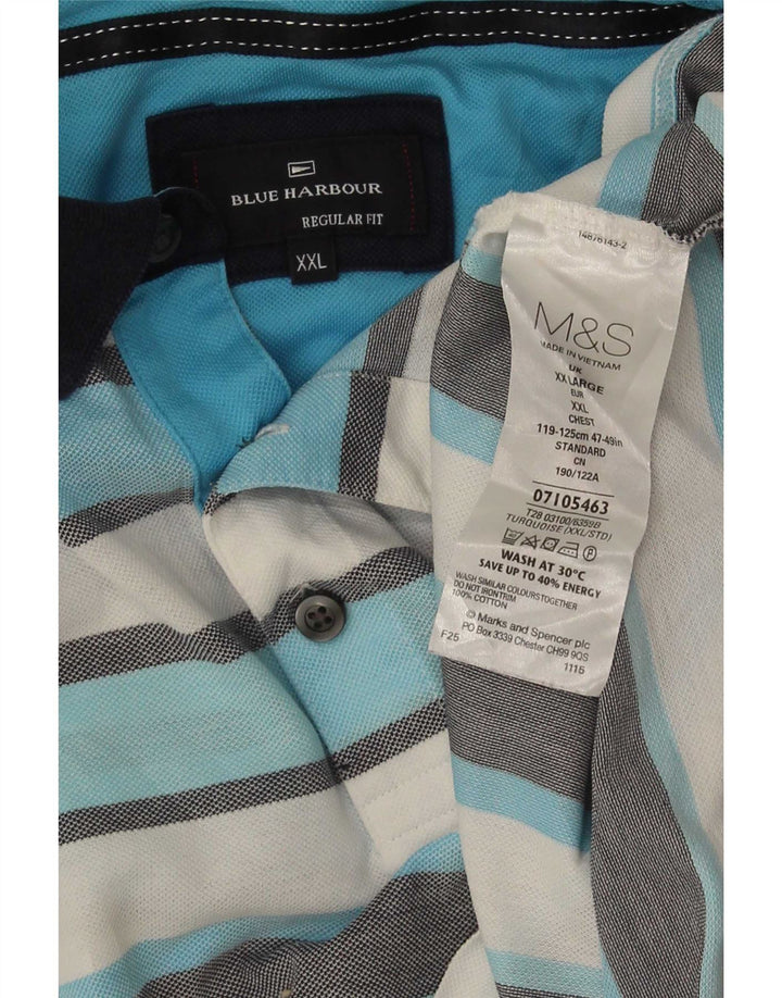 Marks & Spencer Ανδρικό Μπλε Harbour Πόλο Μπλουζάκι 2XL Πολύχρωμο ριγέ