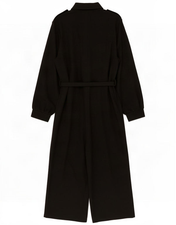 Γυναικεία Zara Military Long Sleeve Jumpsuit UK 14 Large Black Polyester