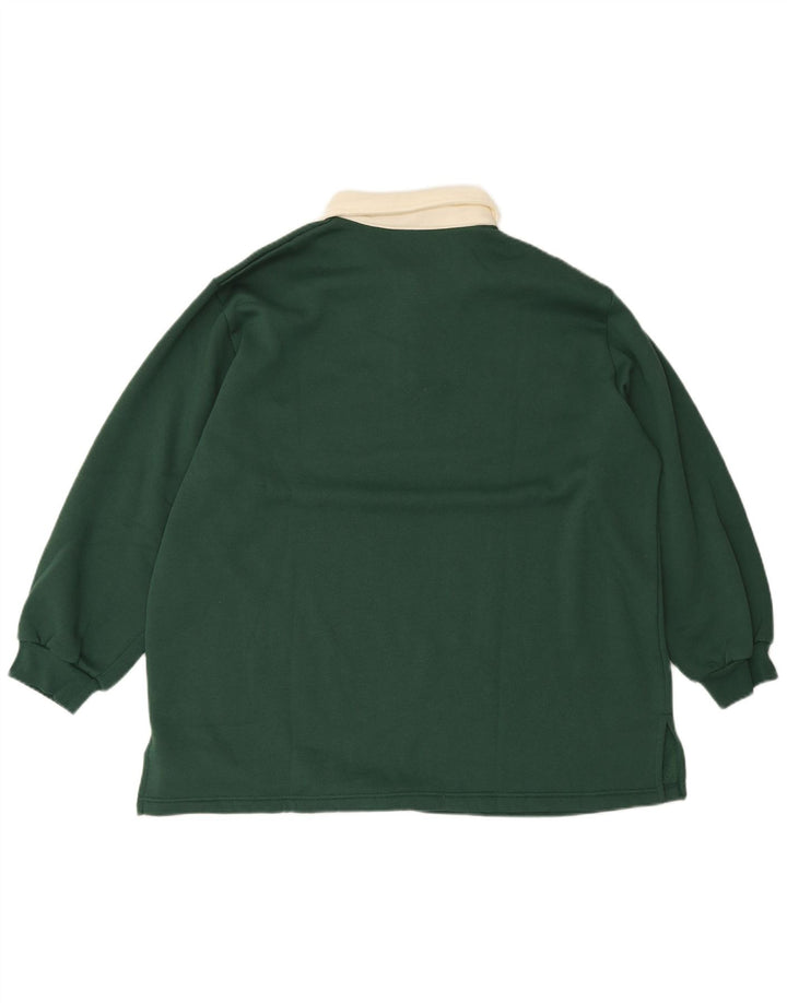 VINTAGE Γυναικείο φούτερ πόλο με λαιμόκοψη Jumper UK 22/24 3XL Green Polyester