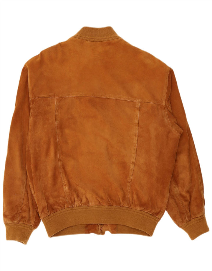 Vintage Ανδρικό Suede Bomber Jacket IT 54 2XL Καφέ Δερμάτινο