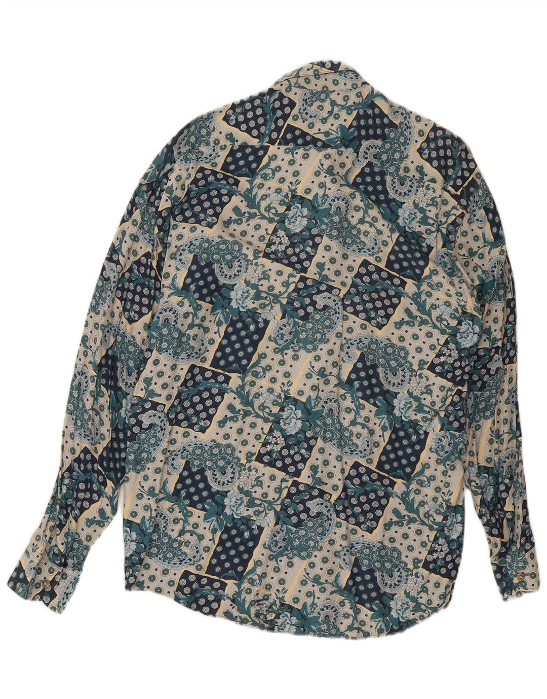 Vintage ανδρικό πουκάμισο μεσαίο μπλε Paisley Viscose