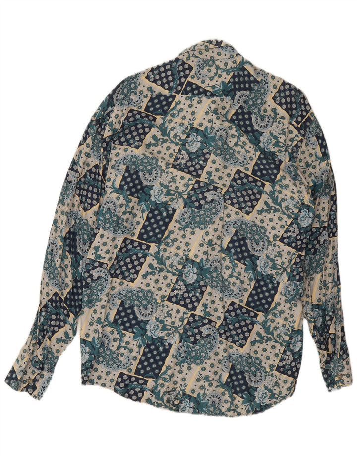 Vintage ανδρικό πουκάμισο μεσαίο μπλε Paisley Viscose