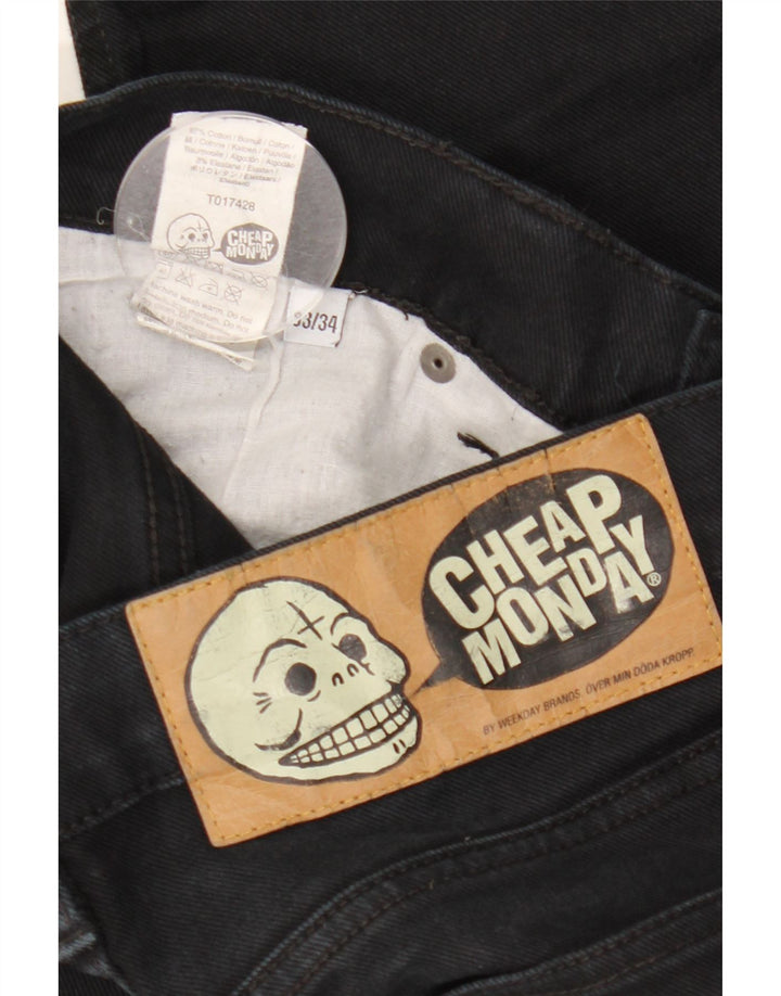 Cheap Monday Womens Crop Slim Jeans W33 L25 Black Cotton