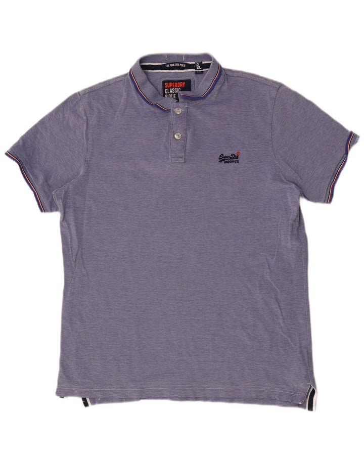 Ανδρικό μπλουζάκι πόλο SUPERDRY 2XL Μπλε βαμβακερό