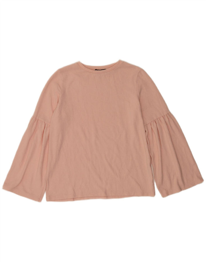 Zara Γυναικεία μπλούζα Trafaluc μακρυμάνικη μπλούζα UK 14 Medium Pink Polyester