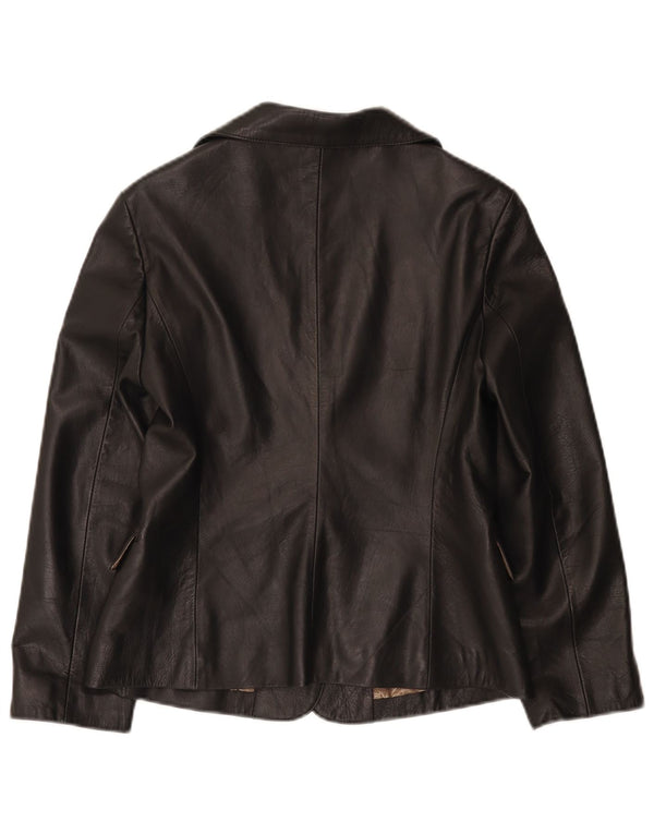 Icinoo Γυναικείο δερμάτινο σακάκι με 1 κουμπί UK 10 Small μαύρο