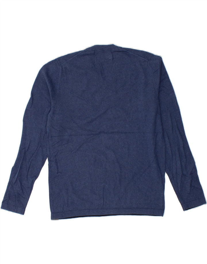 EDDIE BAUER Mens V-Neck Jumper Sweater Medium Navy Blue Cotton Vintage Eddie Bauer and Second-Hand Eddie Bauer from Messina Hembry 