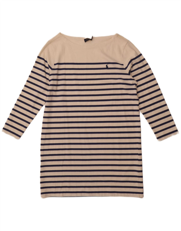 Γυναικείο μακρυμάνικο μπλουζάκι POLO RALPH LAUREN UK 18 XL λευκό ριγέ