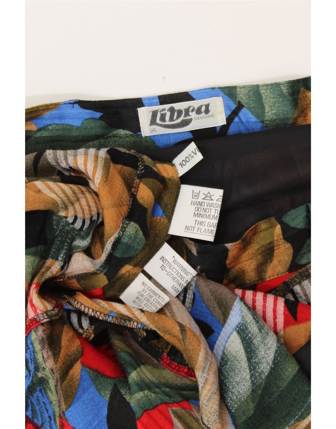 LIBRA Γυναικεία φούστα σε γραμμή Α UK 14 Medium W29 Πολύχρωμη φλοράλ βισκόζη