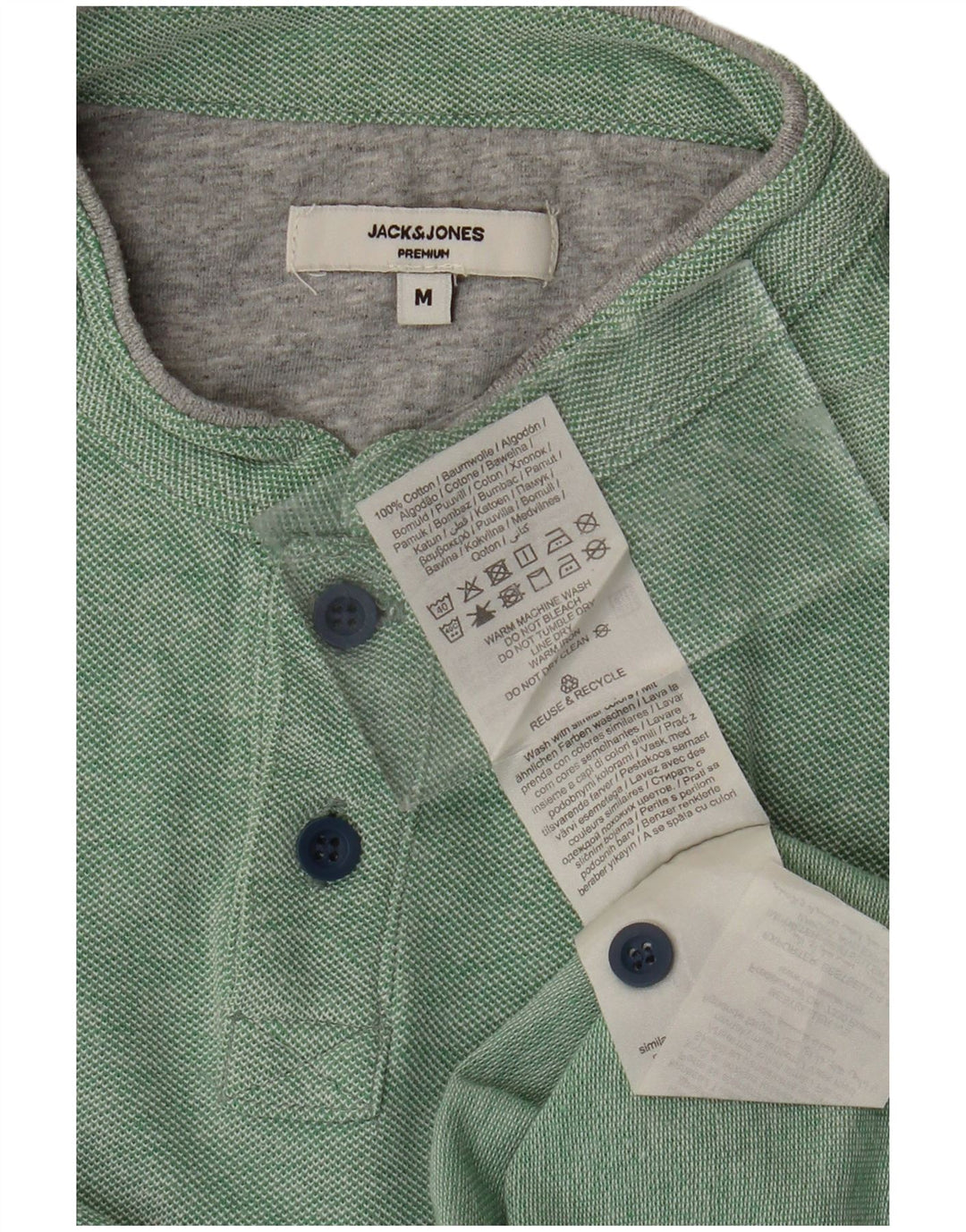 JACK & JONES Mens Polo Shirt Medium Green Cotton
