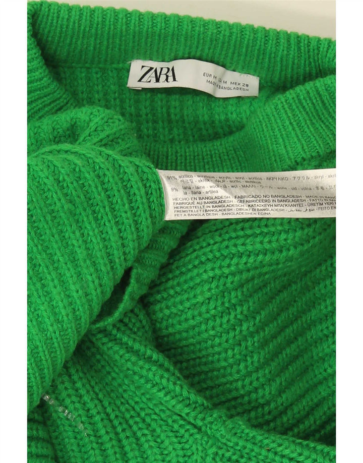 Zara γυναικείο πουλόβερ με λαιμόκοψη μεγάλου μεγέθους UK 14 Μεσαίο πράσινο ακρυλικό