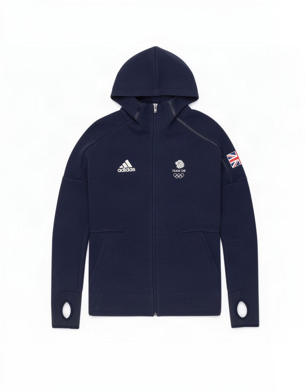 Γυναικείο πουλόβερ Adidas Team GB Zip Hoodie UK 8 Small Navy Blue Polyester