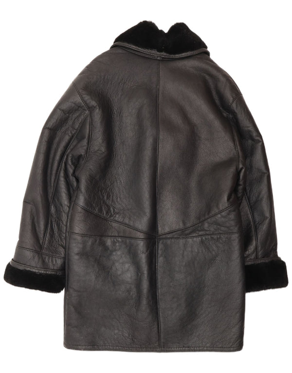 VINTAGE Γυναικείο Παλτό Shearling UK 16 Large Μαύρο