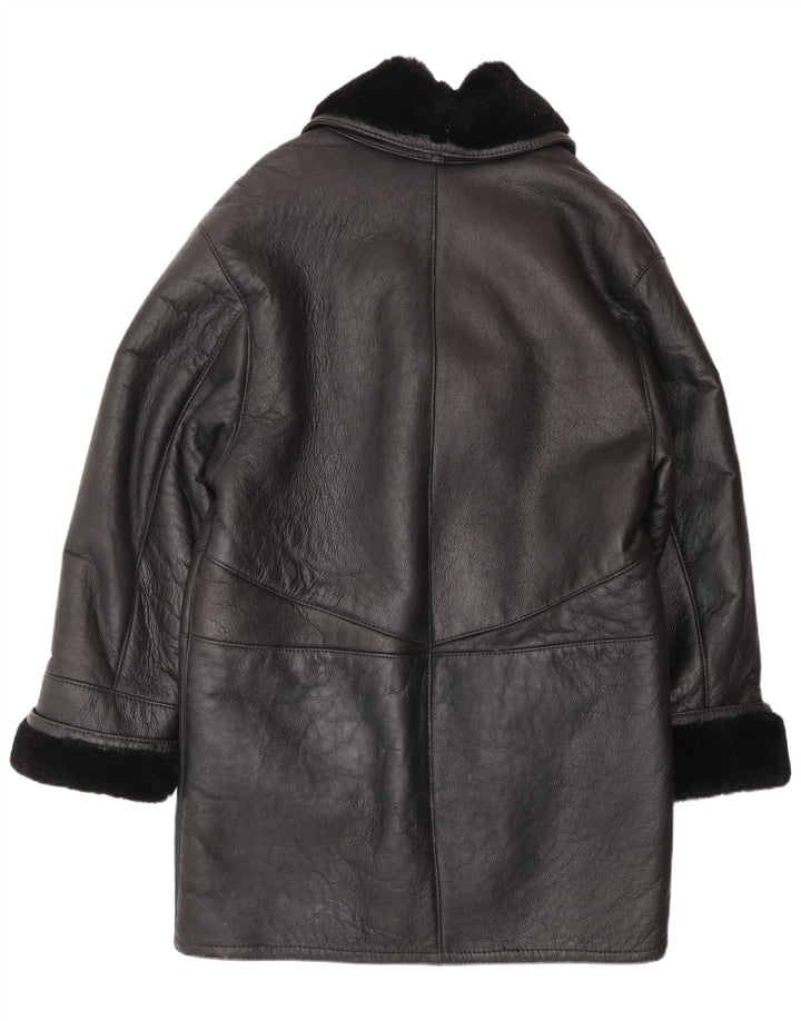 VINTAGE Γυναικείο Παλτό Shearling UK 16 Large Μαύρο