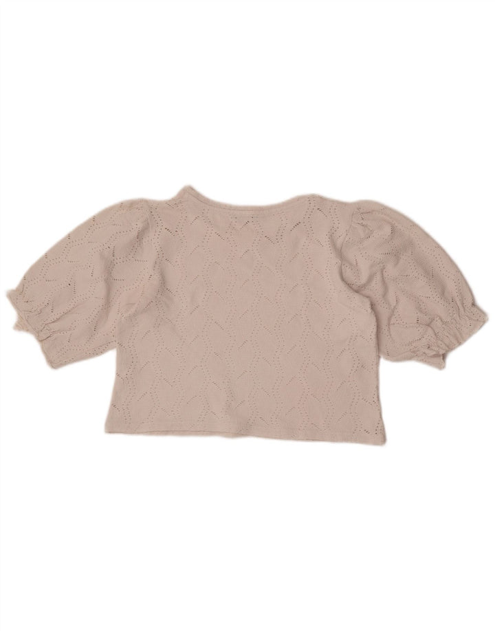 Zara Γυναικεία Μπλούζα Crop Top UK 12 Μεσαία Λευκή Βαμβακερή