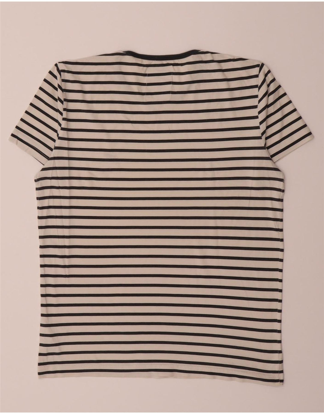 MUSTANG Mens T-Shirt Top Small Off White Striped Vintage Mustang and Second-Hand Mustang from Messina Hembry 