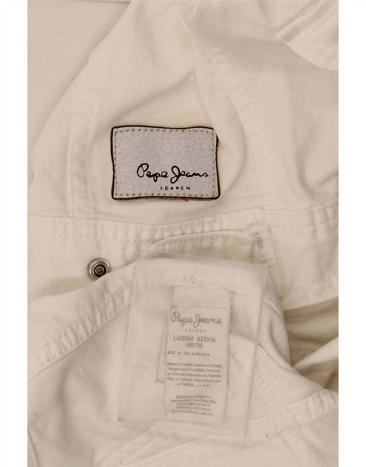 PEPE Jeans Γυναικείο Τζιν Μπουφάν UK 12 Μέτριο Λευκό Βαμβακερό