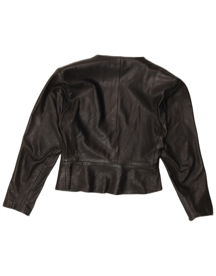 Vintage γυναικείο δερμάτινο μπουφάν Bolero UK 12 Medium Black