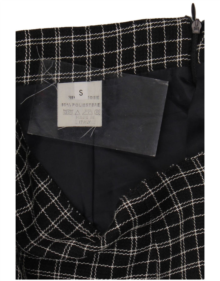 Vintage γυναικεία ίσια φούστα Small W26 Black Check Polyester