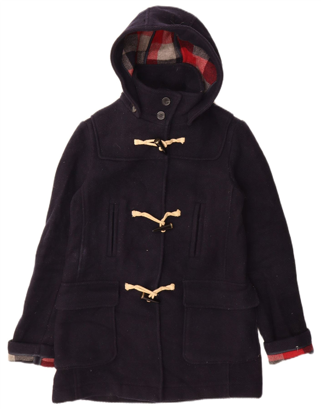Topshop Γυναικείο παλτό Duffle με κουκούλα UK 10 Small Navy Blue Wool