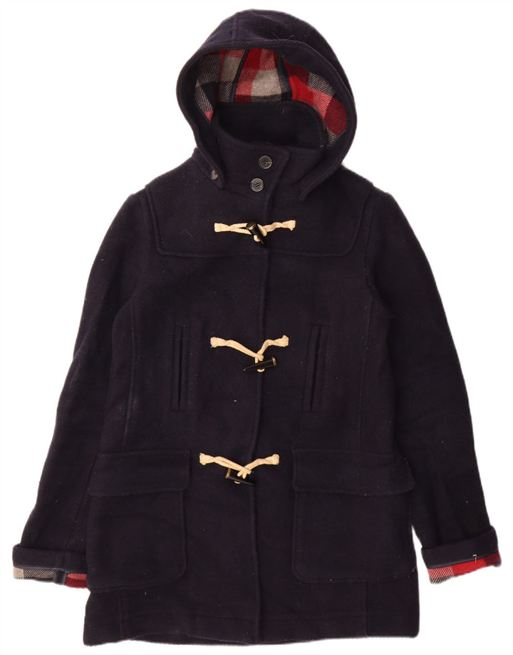 Topshop Γυναικείο παλτό Duffle με κουκούλα UK 10 Small Navy Blue Wool