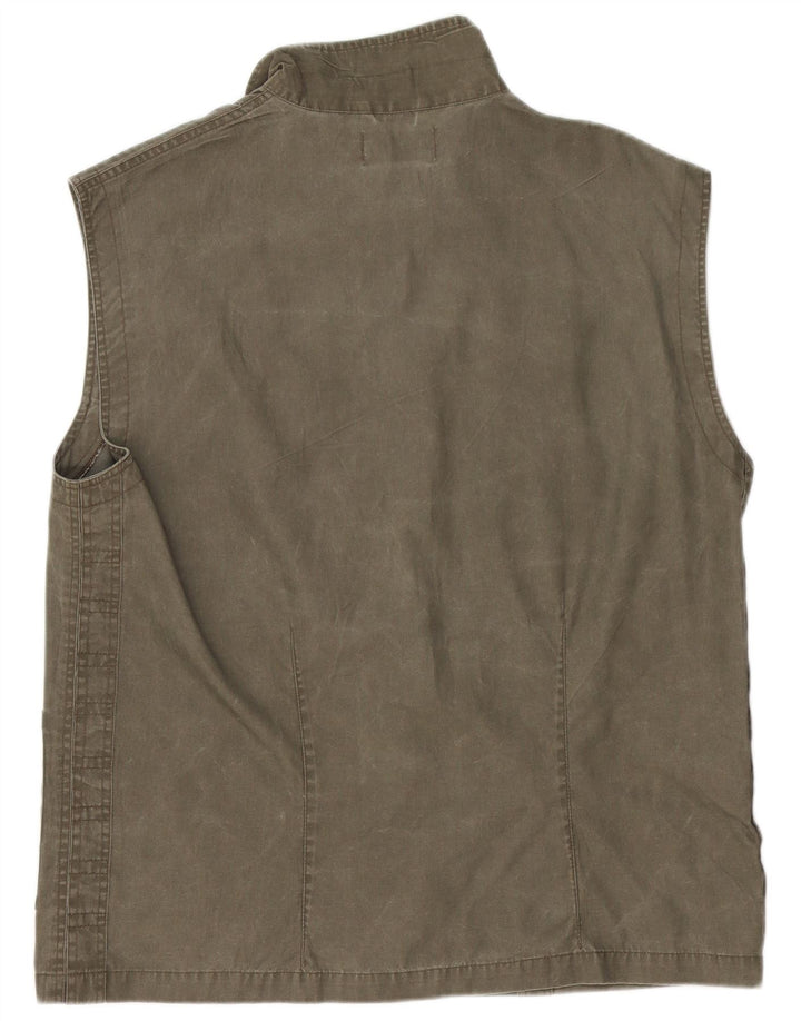 Beyond Mens Utility Gilet UK 44 2XL Khaki Cotton