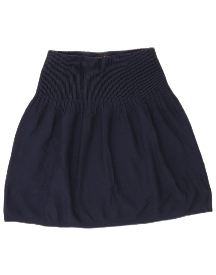 Massimo Dutti Γυναικεία πλεκτή φούστα σε γραμμή Α Μικρή W26 Navy Blue Viscose