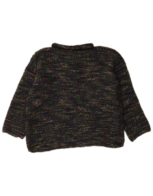 Vintage γυναικείο πουλόβερ με λαιμό χελώνα UK 14 Large Navy Blue Flecked