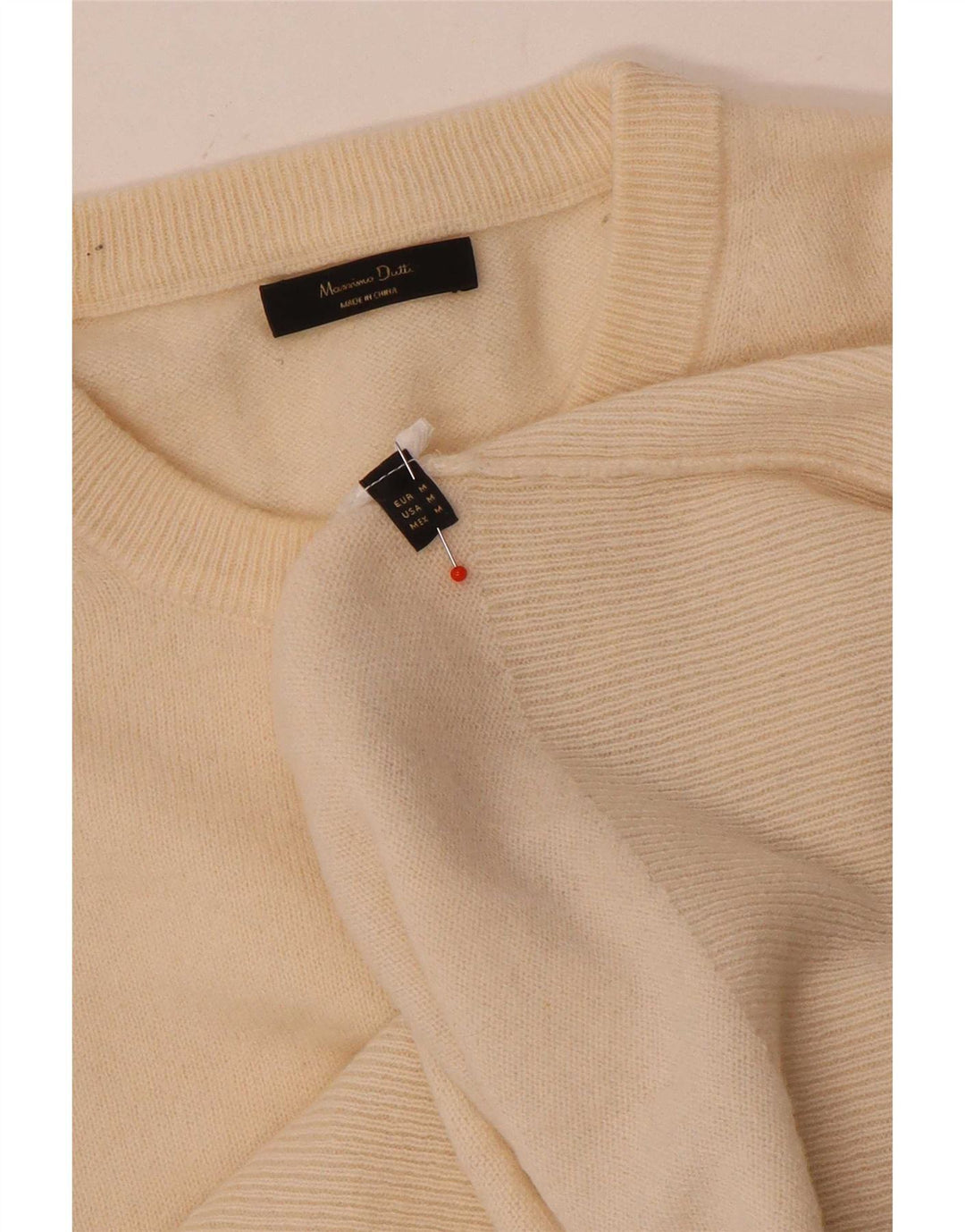 Massimo Dutti Γυναικείο πουλόβερ με λαιμόκοψη UK 14 Medium Beige
