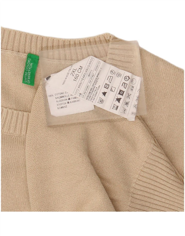 BENETTON Boys Crew Neck Jumper πουλόβερ 11-12 ετών 2XL Μπεζ βαμβακερό